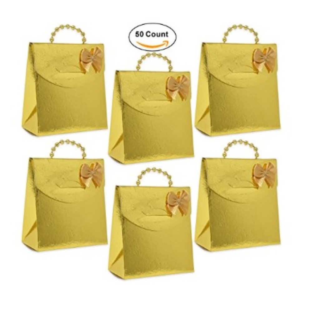 NEW 50ct Pearl Handled Favor Box Gold Color